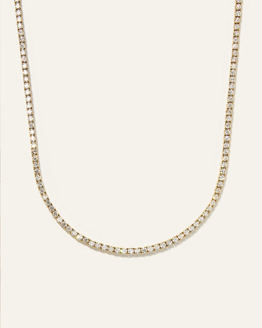 14K Gold Lab Grown Diamond Tennis Necklace - 5ctw - 16" / Yellow Gold