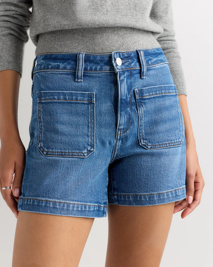 Bella Stretch Patch Pocket Shorts - 24 / Cool Blue