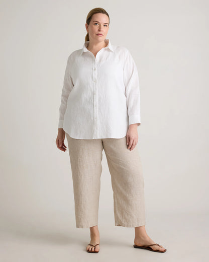 100% European Linen Long Sleeve Shirt - 1X / Flax