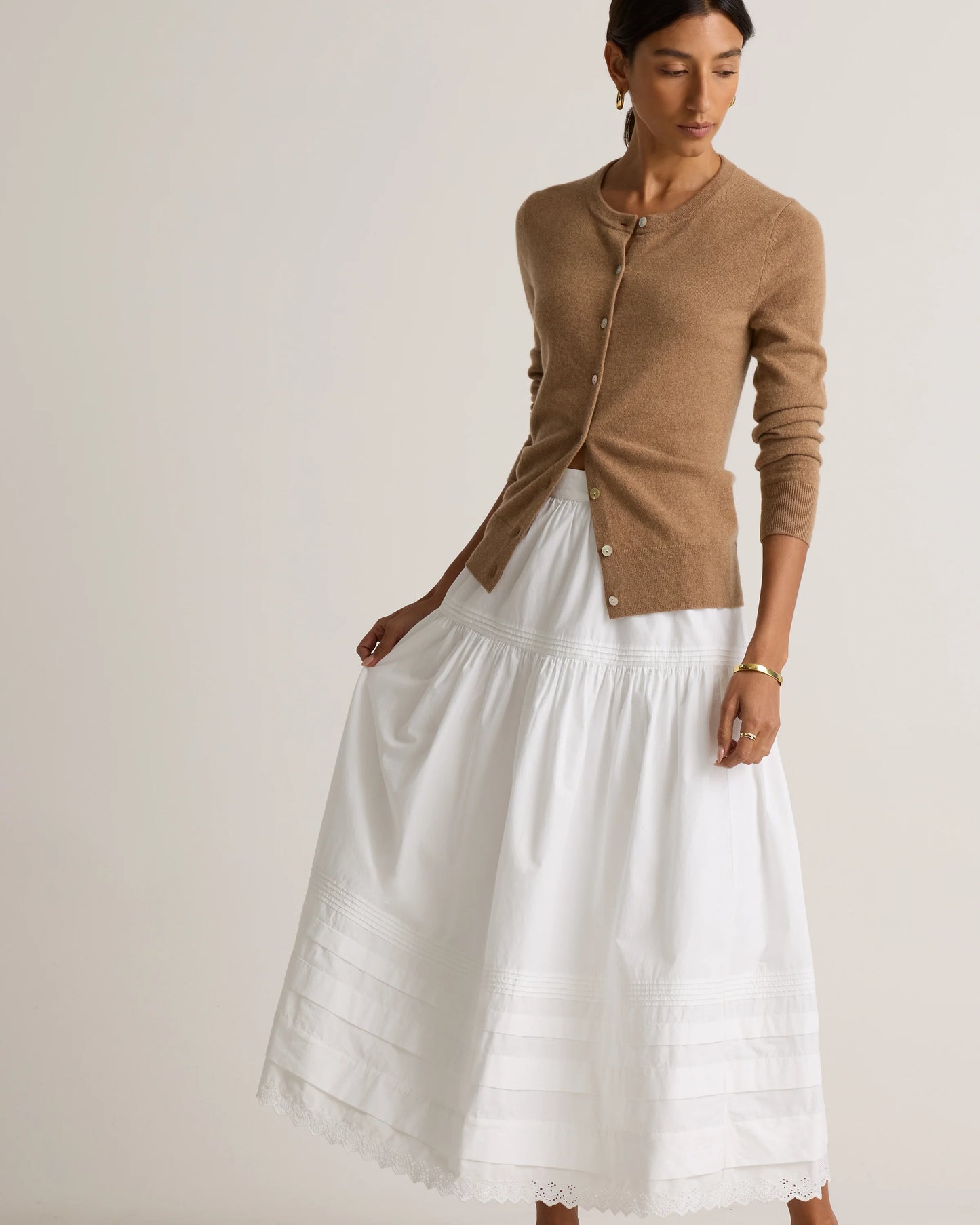 100% Organic Cotton Poplin Pintuck Maxi Skirt - XS / Black