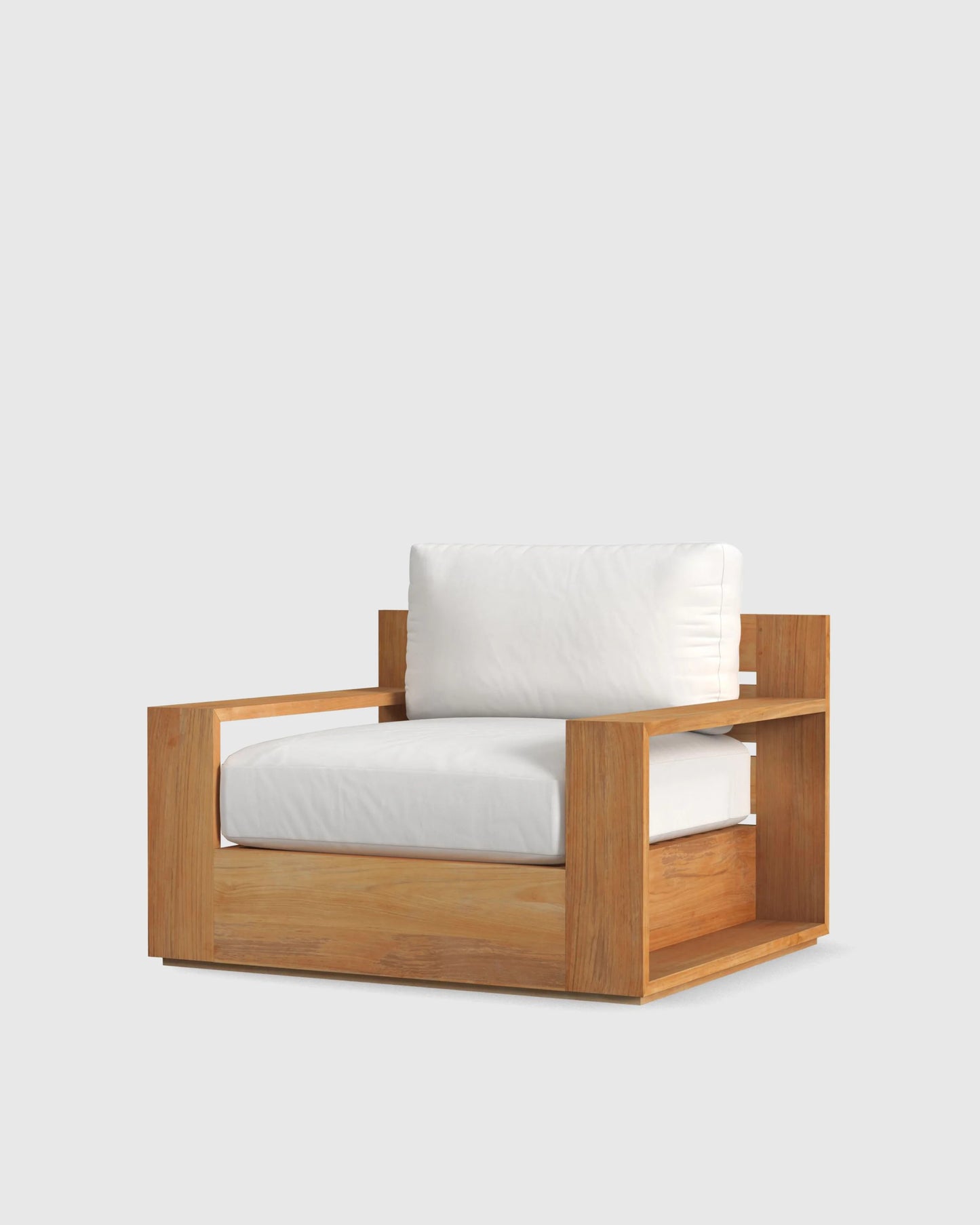 Solid Teak Outdoor Swivel Lounge Chair - One Size / Natural Teak/Canvas