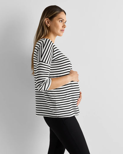 Bamboo Jersey Maternity Long Sleeve Tee (2-pack) - XS / Wine Tasting Red/Nocturnal Green
