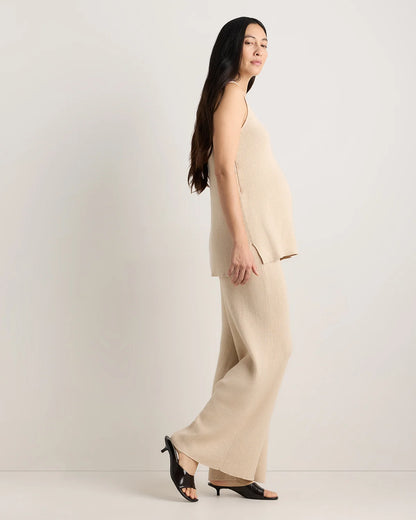 Cotton Cashmere Maternity Wide Leg Pants - XS / Heather Charcoal