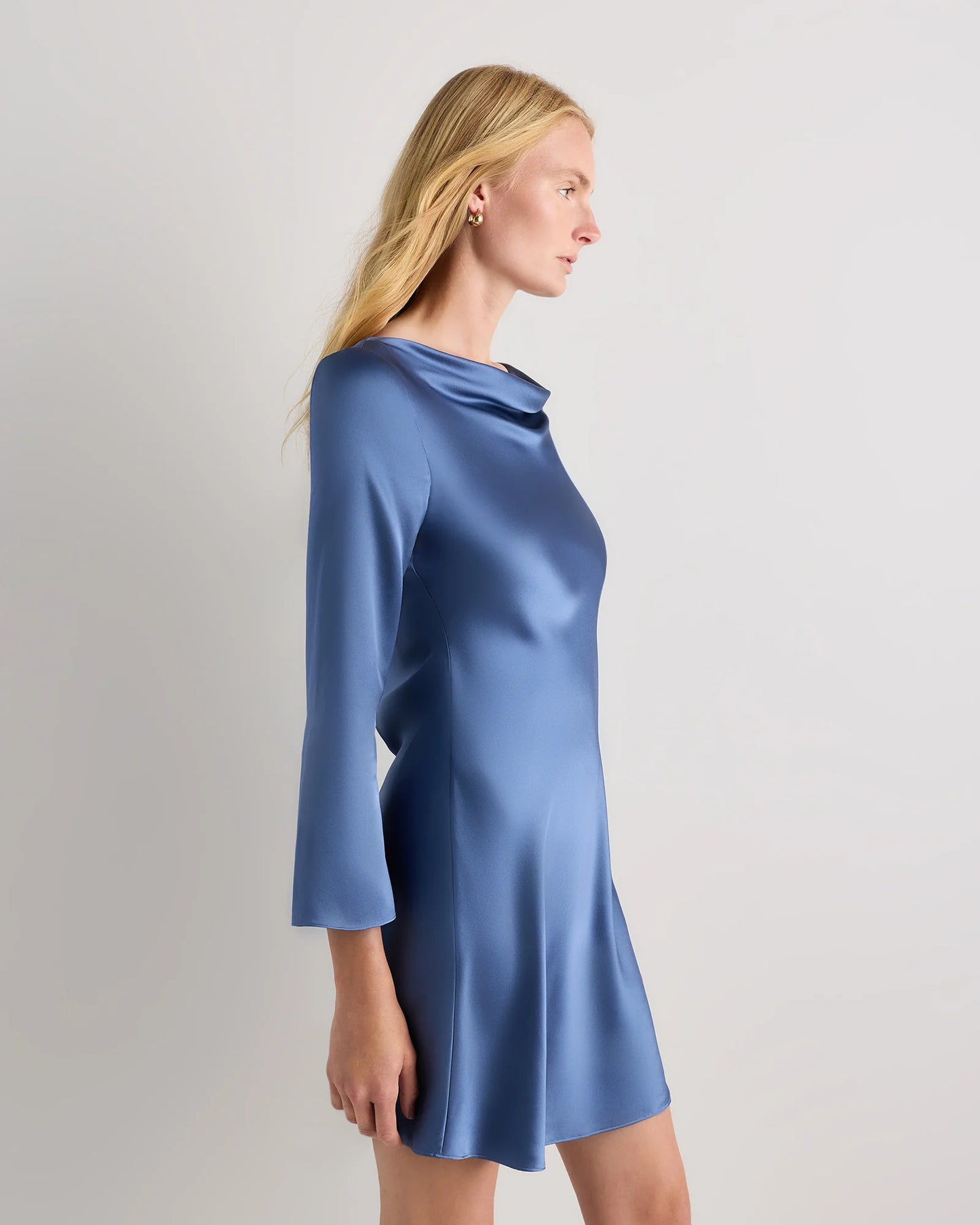 100% Washable Silk Long Sleeve Mini Dress - XS / Wine Tasting Red