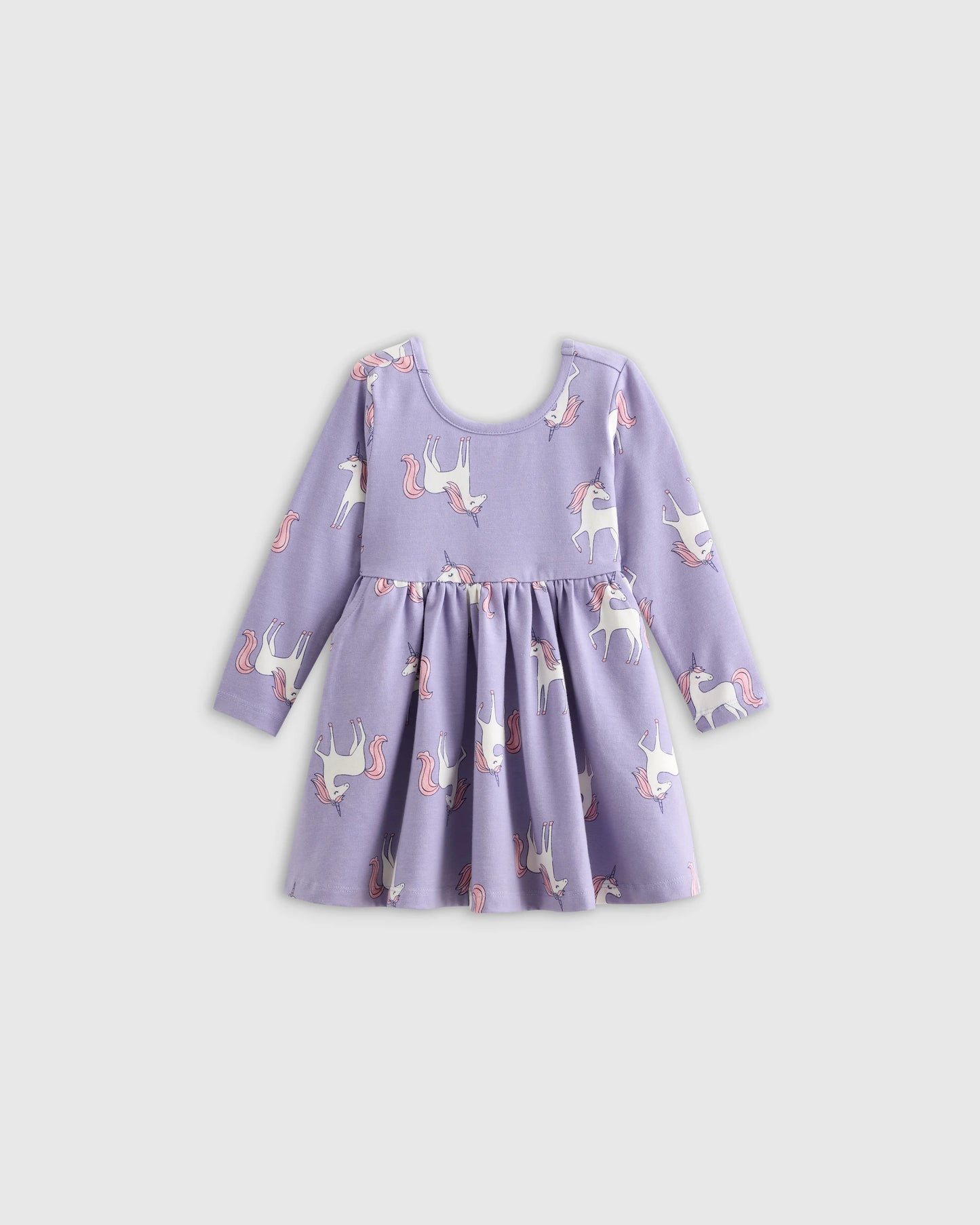 Organic Cotton Long Sleeve Skater Dress - 0-3M / Flower Buds