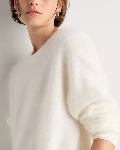 Brushed Cashmere Oversized Crewneck Sweater - XS / Heather Grey