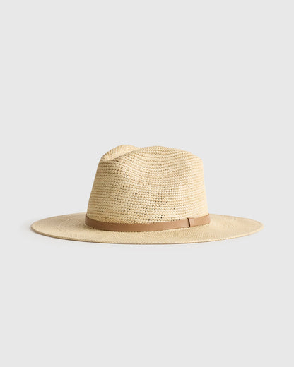 Toquilla Straw Crochet Fedora - S / Natural