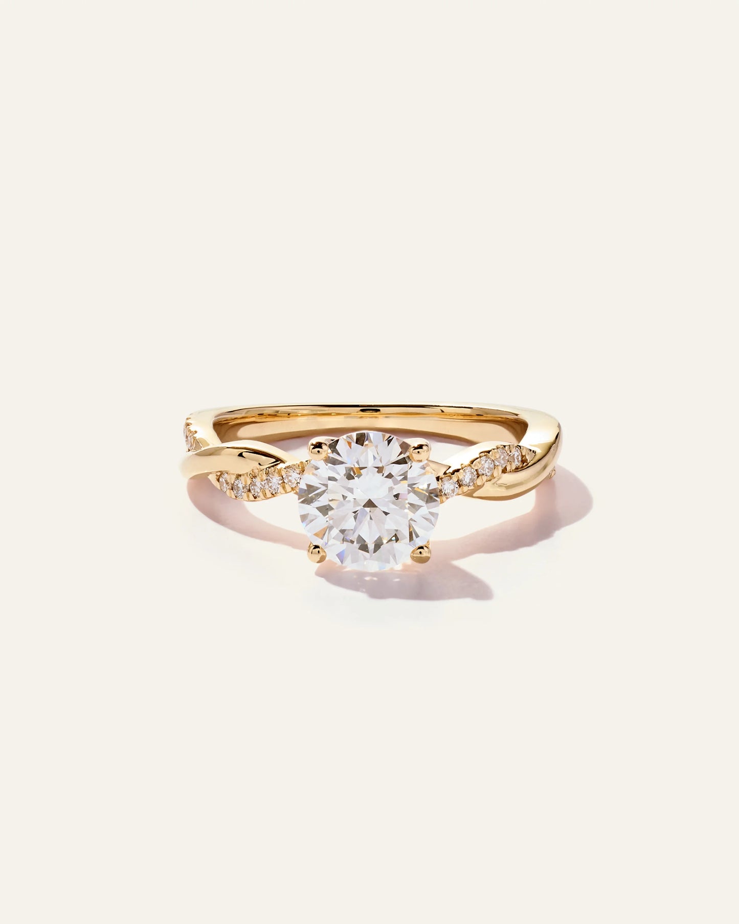 Lab Grown Diamond Round Twisted Engagement Ring - 1.5ct - 4 / Yellow Gold