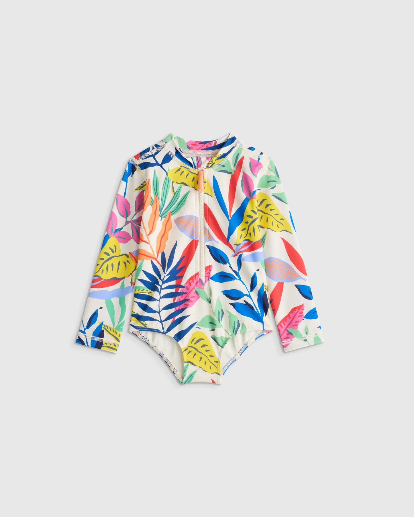 Long Sleeve Zip-Up Swimsuit - 2T / Happy Floral