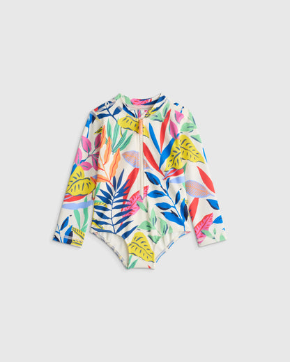 Long Sleeve Zip-Up Swimsuit - 2T / Happy Floral