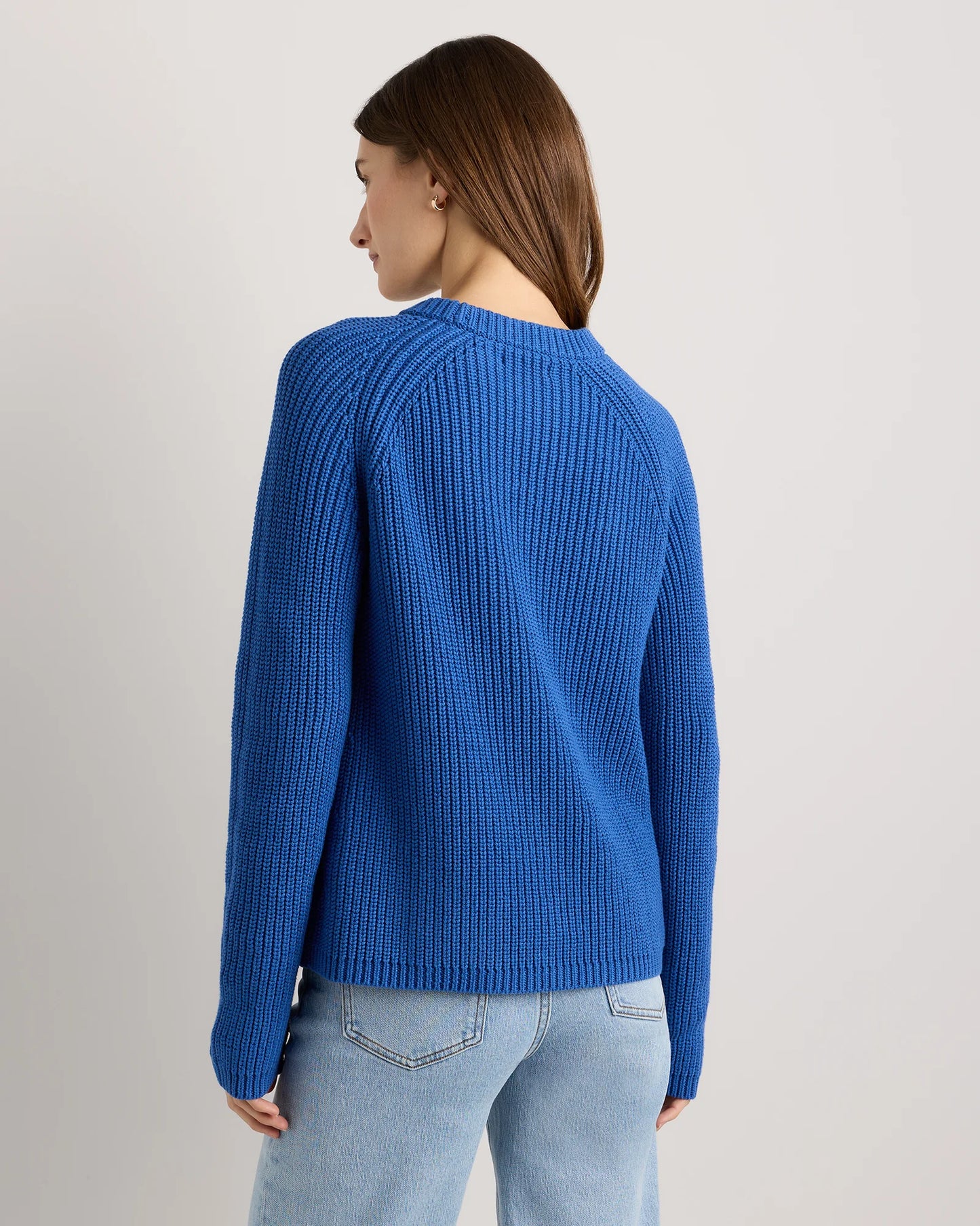 100% Organic Cotton Fisherman Crew Sweater - XS / Sapphire Blue