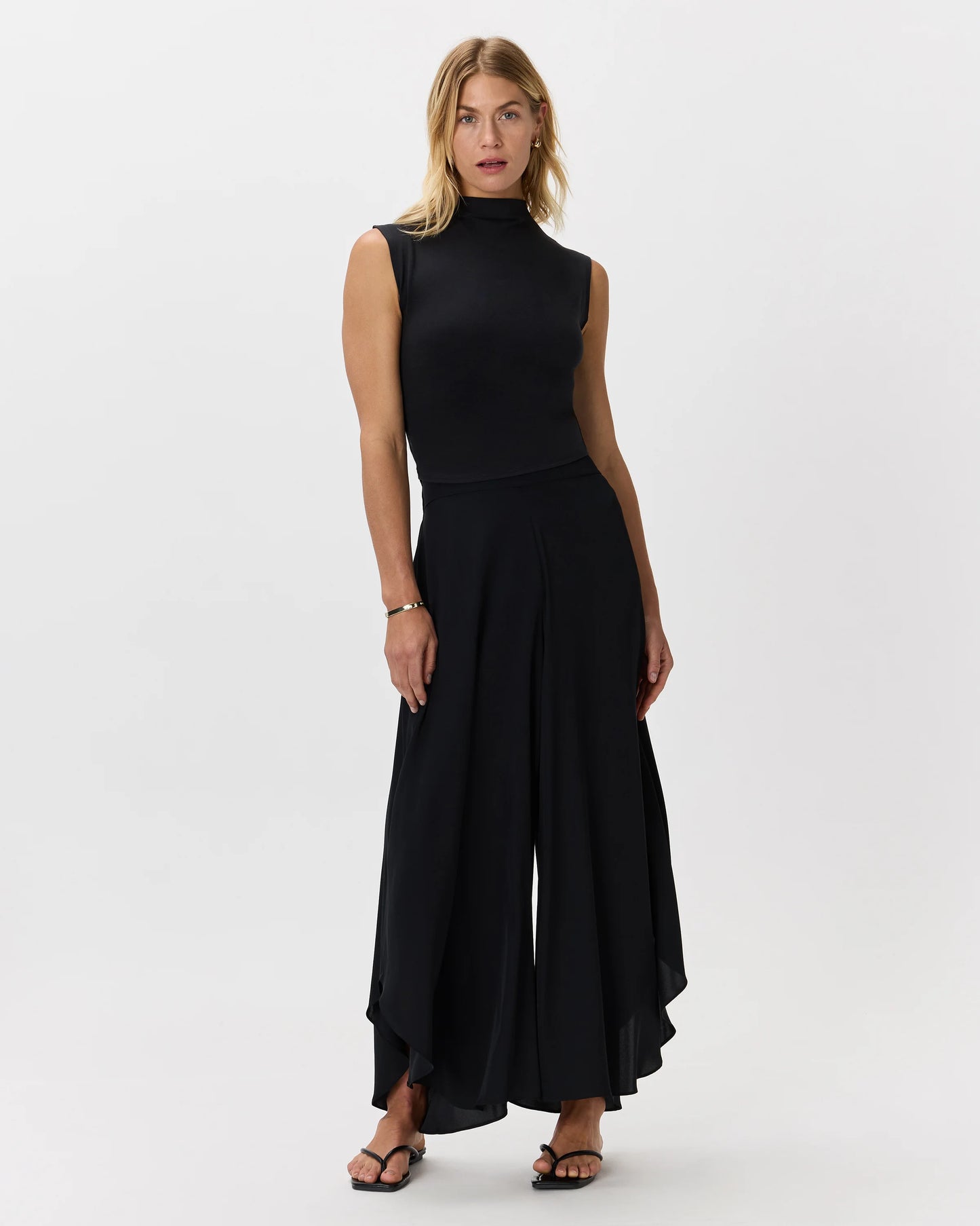 Washable Stretch Silk Palazzo Pants - XS / Black