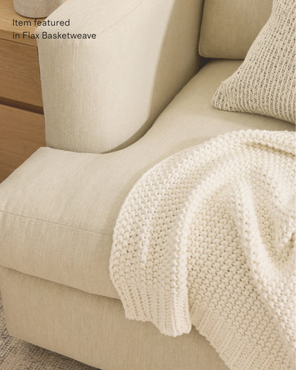 Sierra Curved Arm L Sectional in Performance Basketweave - Right Arm / Fog