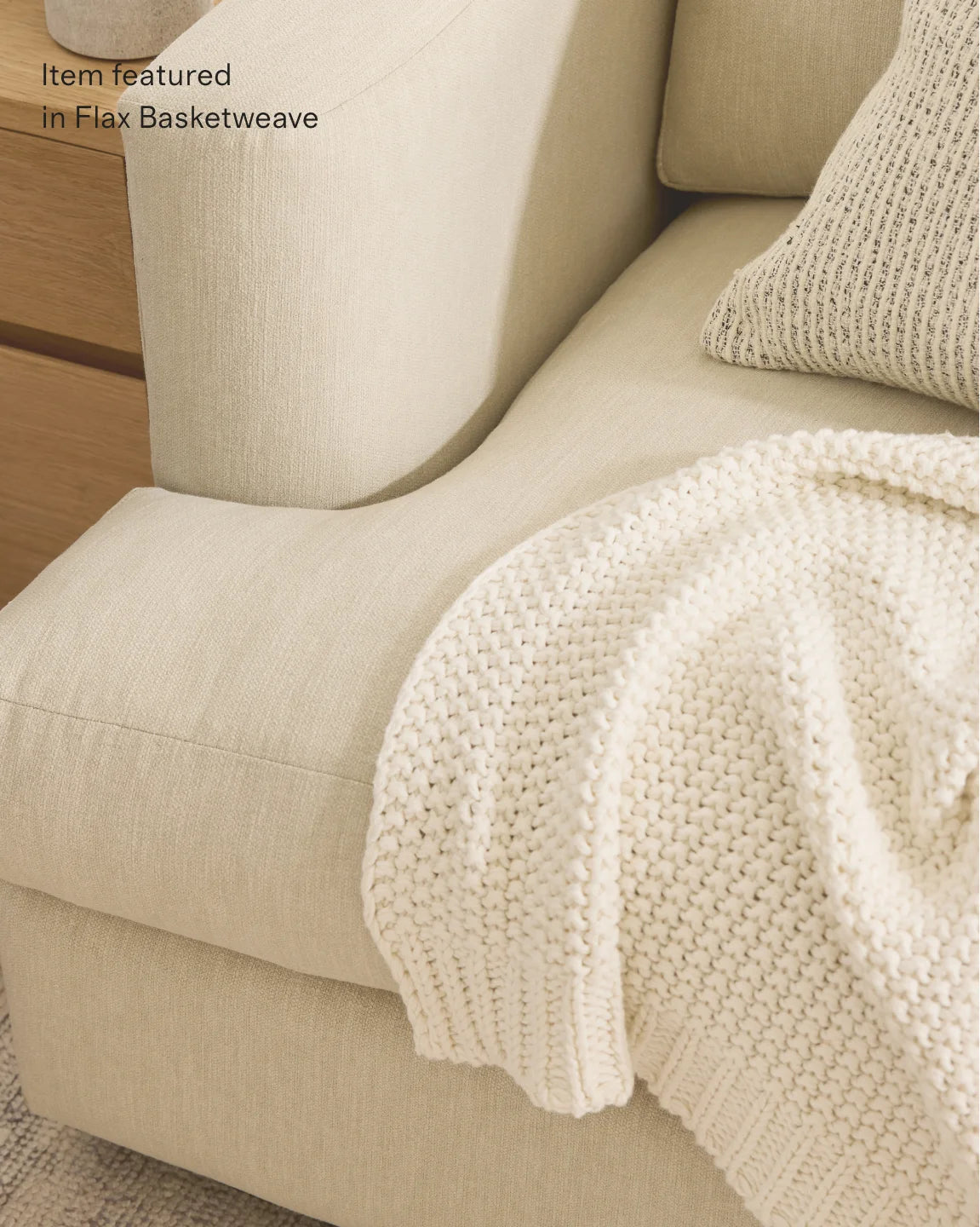 Sierra Curved Arm Sofa in Performance Basketweave - 7ft / Flax