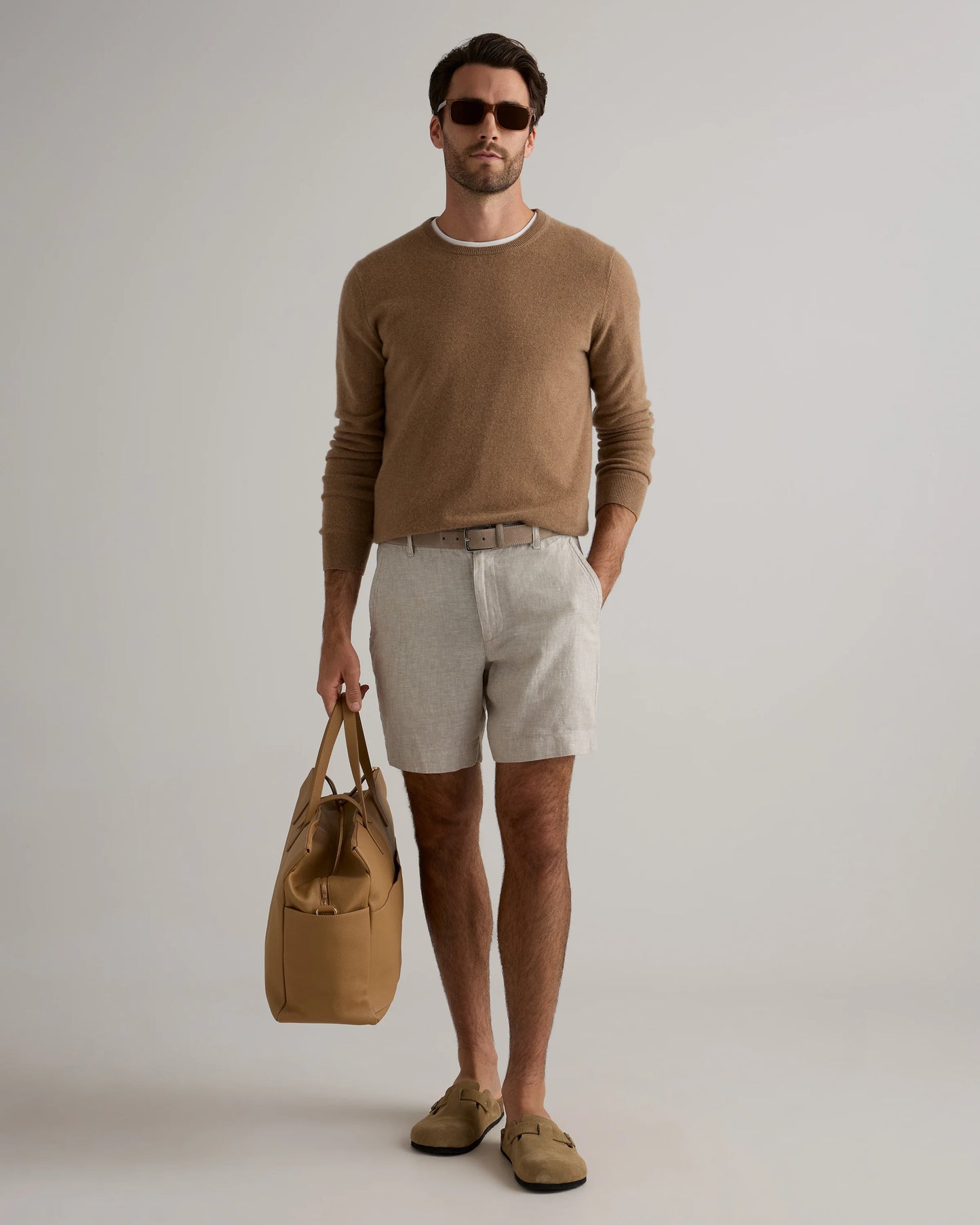 100% European Linen Trouser Shorts - 7" - S / Bayberry Olive