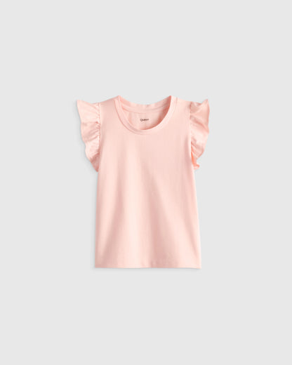 Ruffle Sleeve Organic Cotton Top - 18-24M / Pink