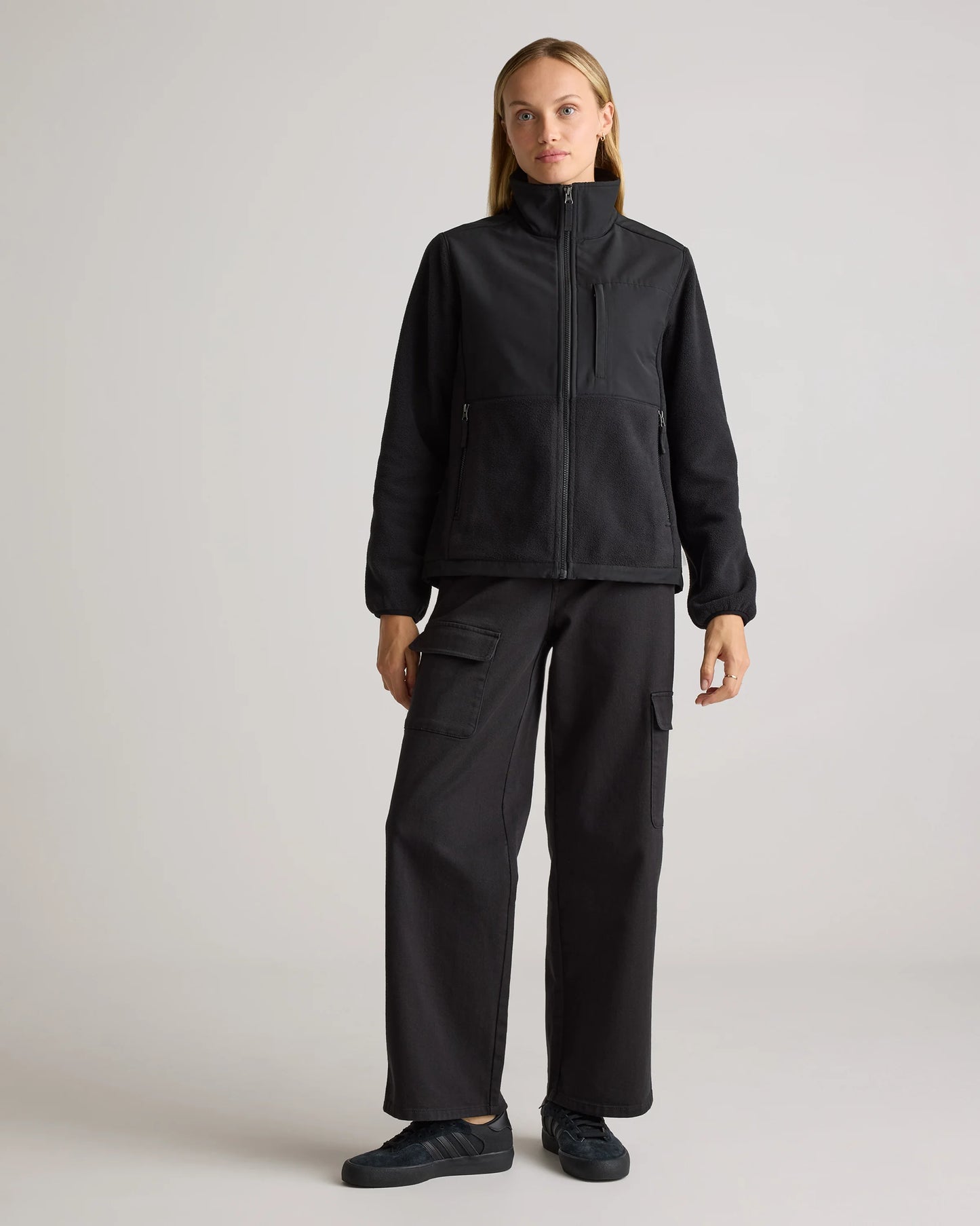 Polar Fleece Full-Zip Jacket - XS / Gravel/Bold Black