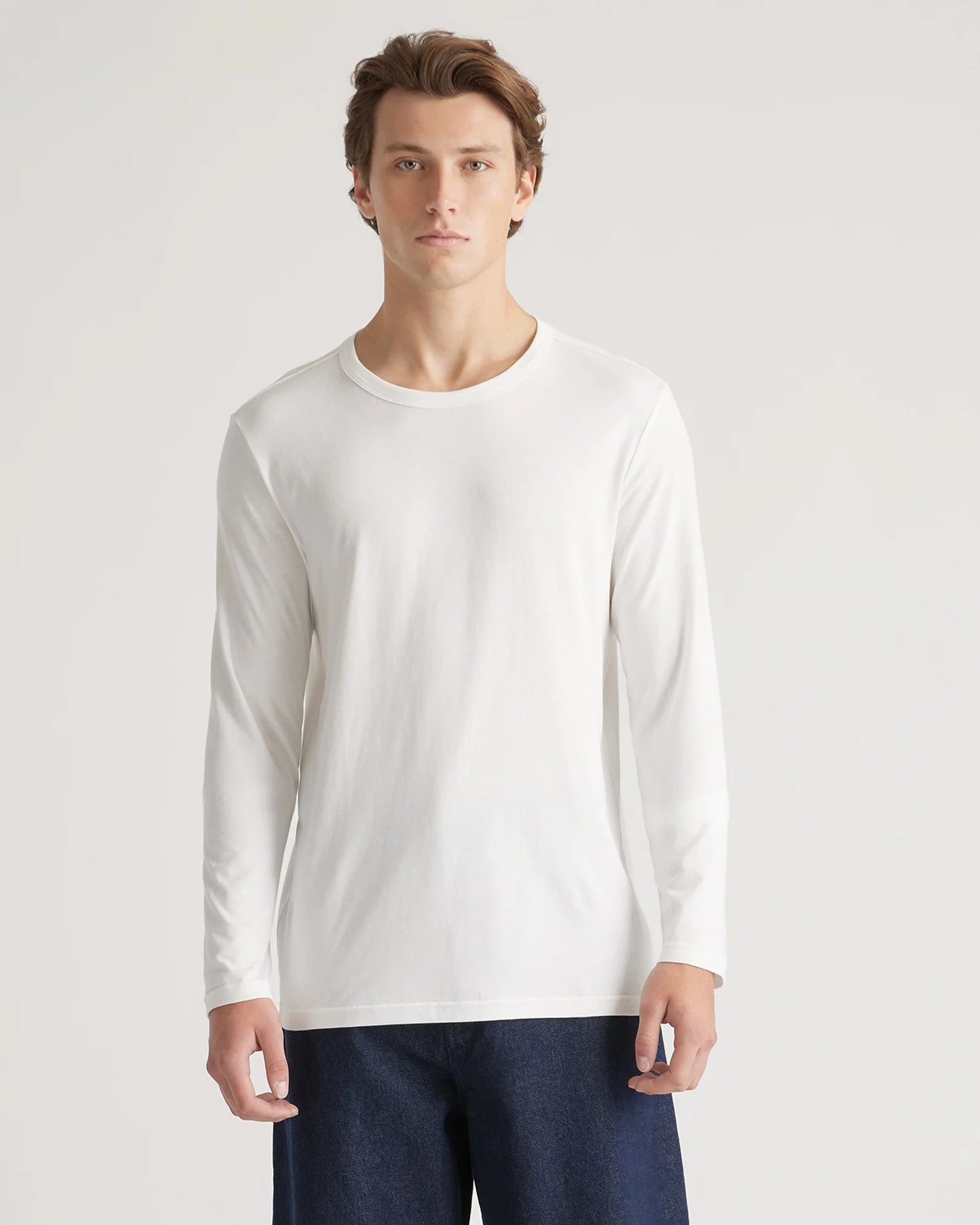 Cotton Modal Long Sleeve Tee - S / Heather Grey