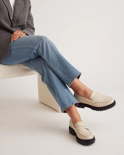 Italian Leather Lug Sole Loafer - 5 / Black