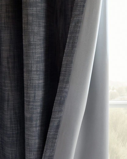 Textured Cotton True Blackout Curtain - 48x84 / White
