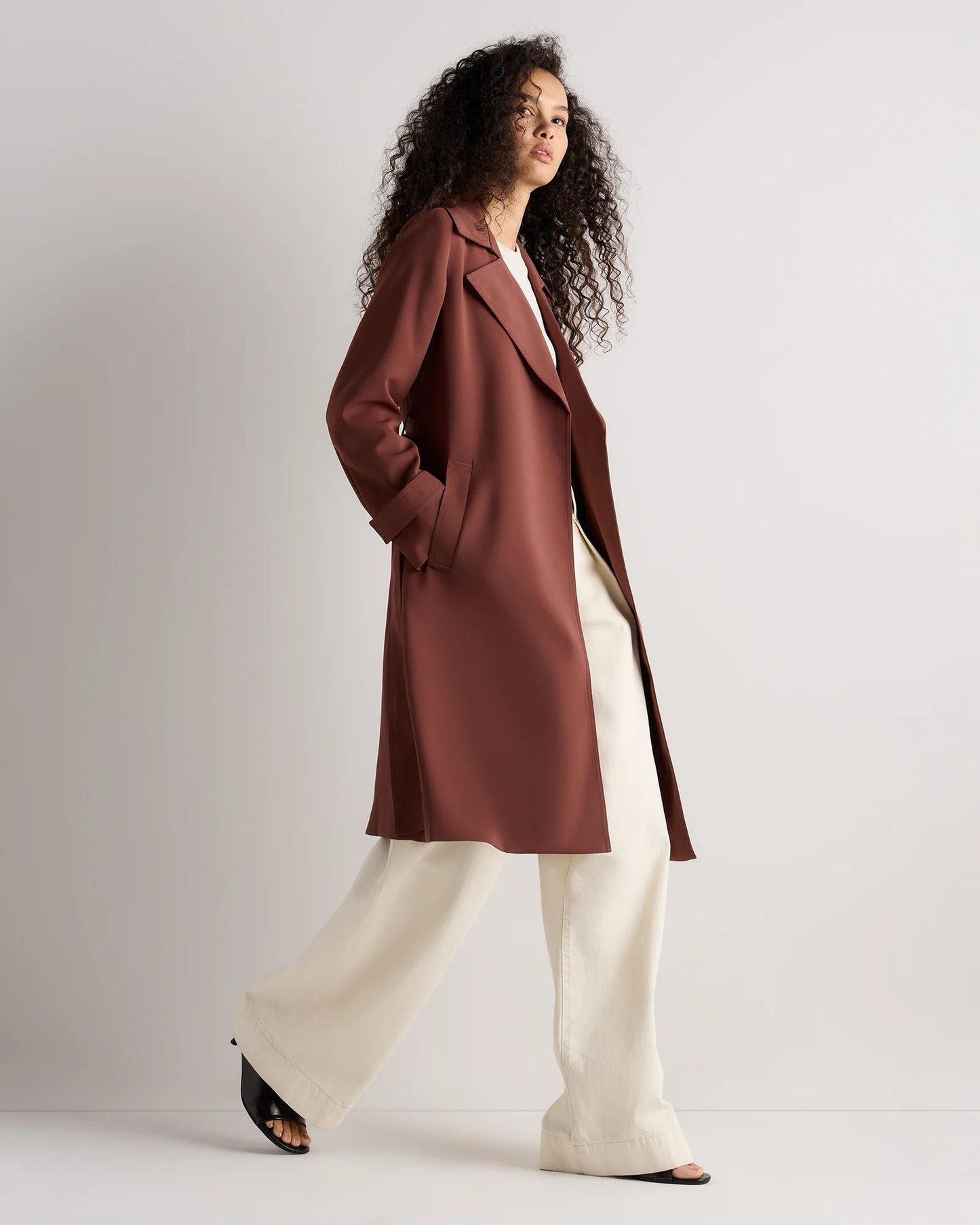 Stretch Crepe Trench Coat - XS / Olive