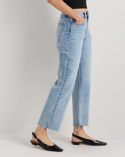 Bella Rigid Straight Jeans - 24 / Powder Blue Raw Hem