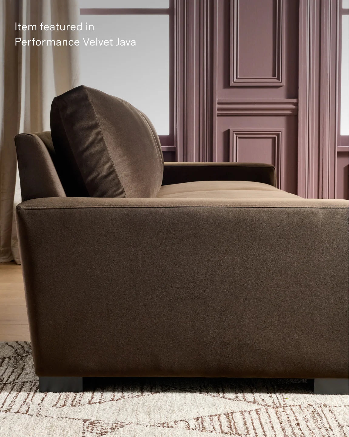 Stillman U Sectional in Performance Velvet - One Size / Java