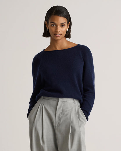 Mongolian Cashmere Boatneck Sweater - XS / Black