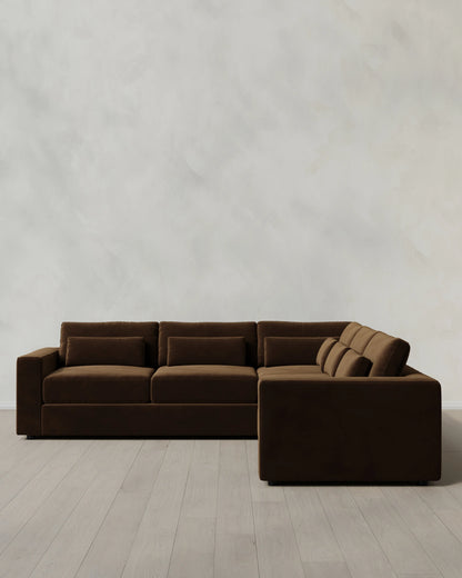 Ashford Deep Seat L Sectional in Performance Velvet - 119x119 / Taupe