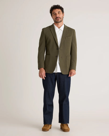 Cotton Pique Knit Blazer - XS / Heather Charcoal