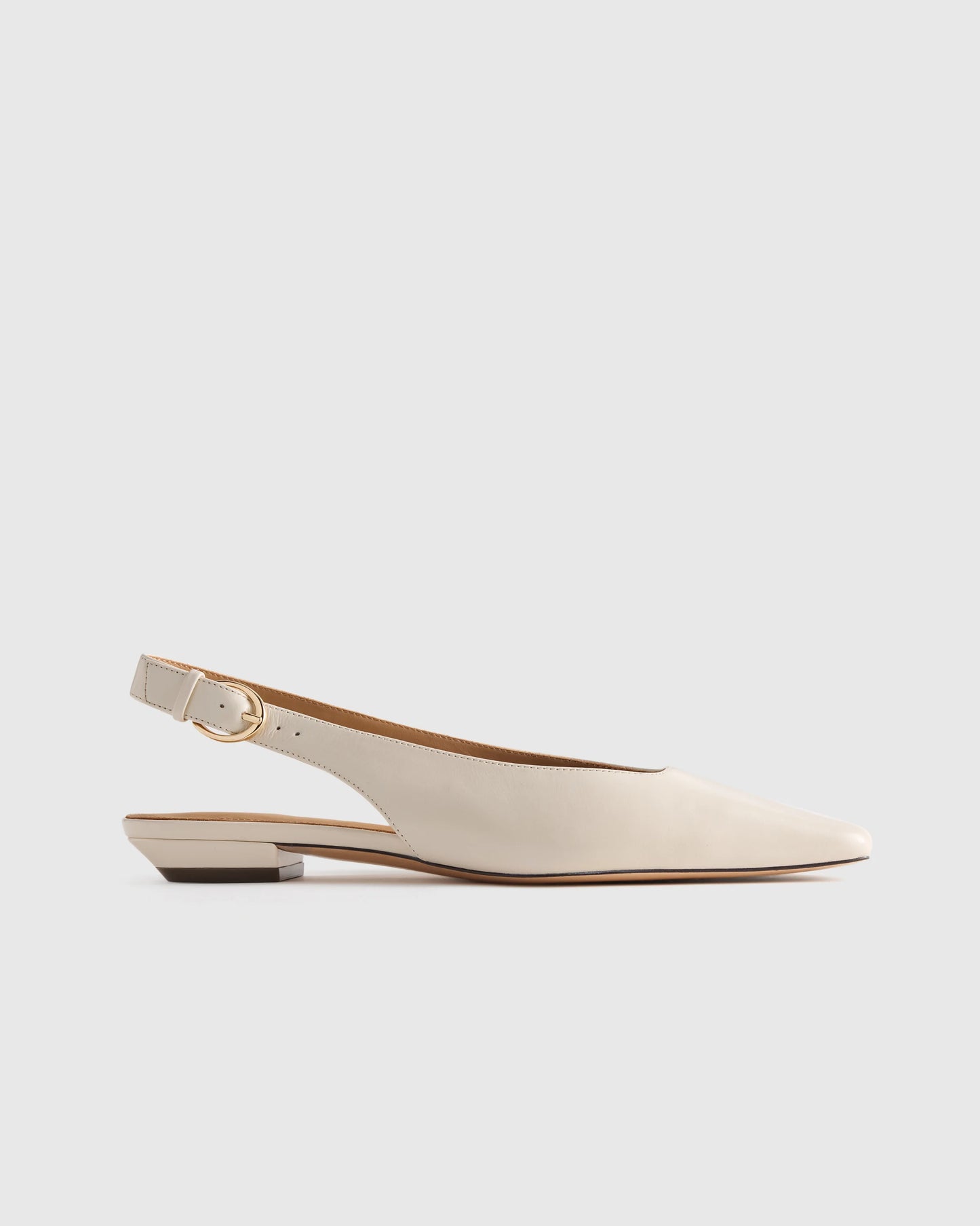 Italian Leather Slingback Flat - 5 / Bone