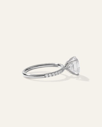 Lab Grown Diamond Round Petite Pave Engagement Ring - 3ct - 4 / Yellow Gold