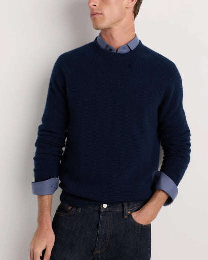 Mongolian Cashmere Waffle Sweatshirt - S / Faded Denim