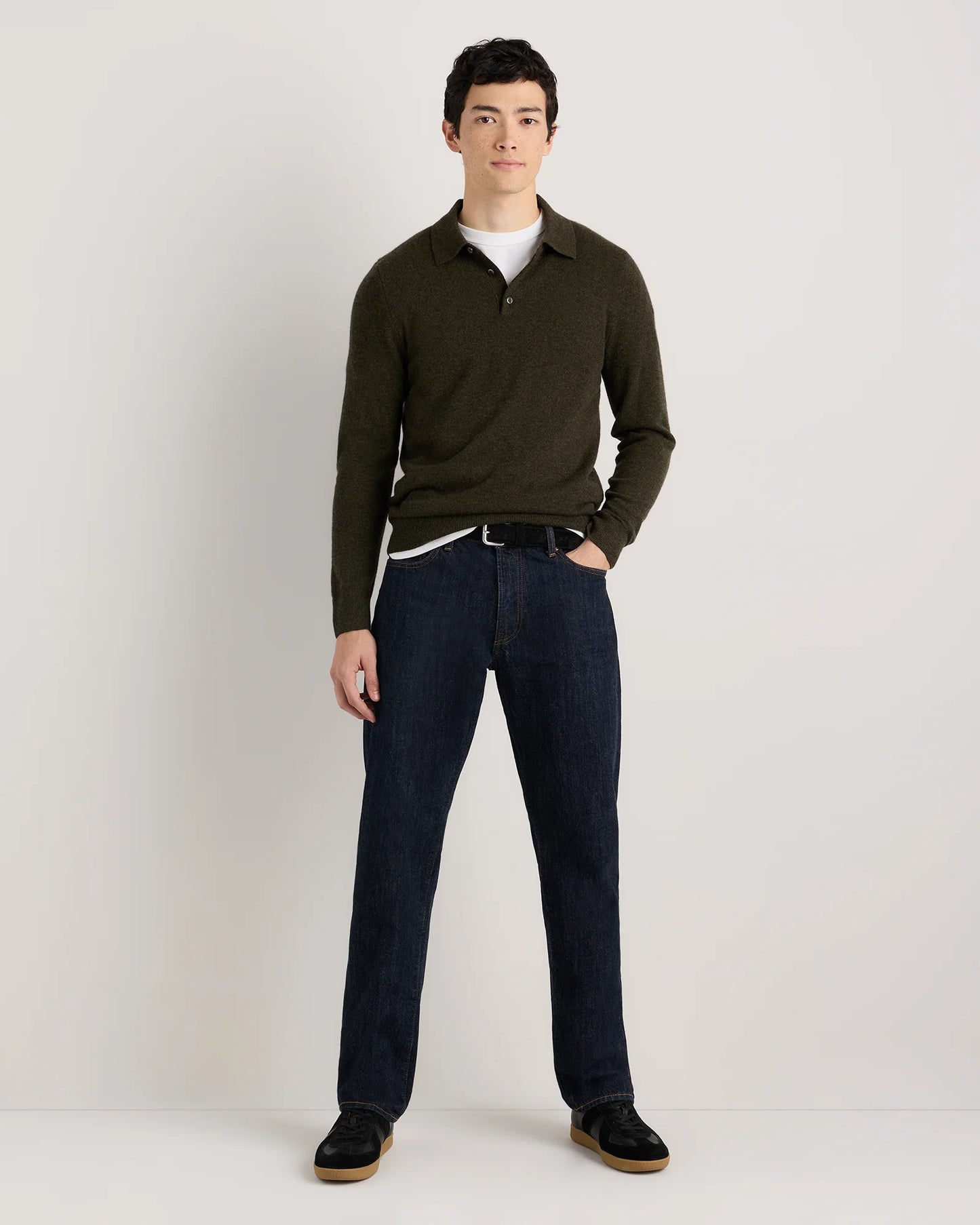 Mongolian Cashmere Polo Sweater - S / True Navy