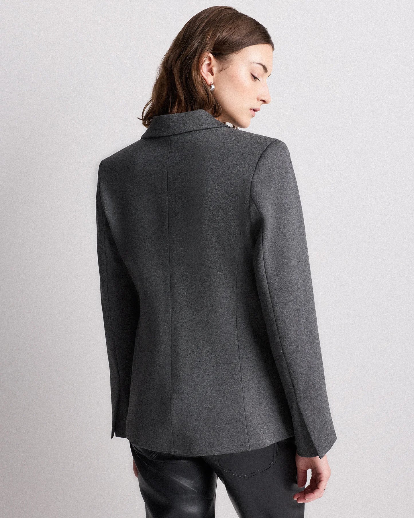 Ultra-Stretch Ponte Single-Breasted Blazer - XS / Espresso