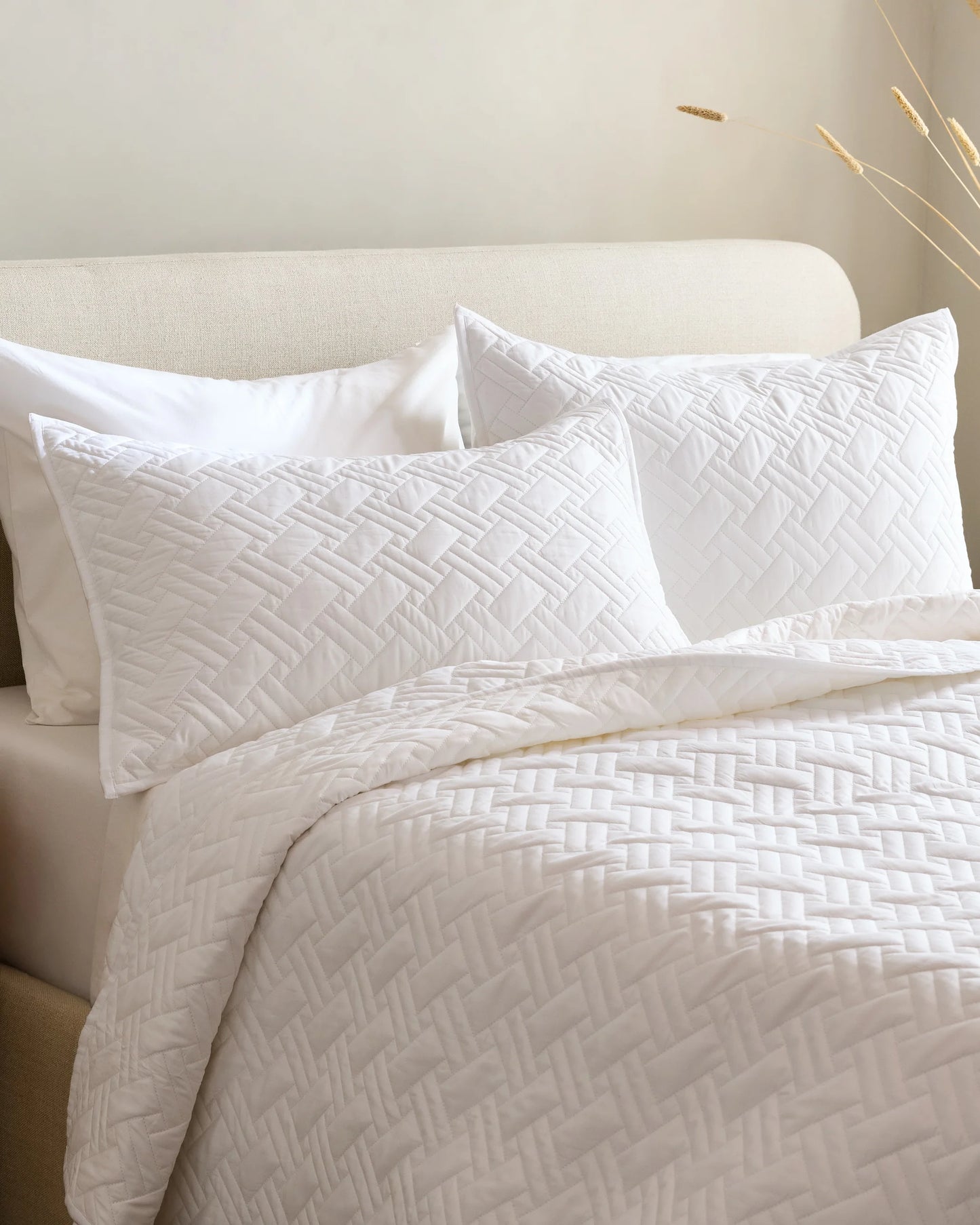 Organic Cotton Basketweave Quilt Set - Twin / Mineral