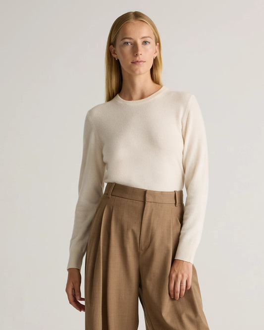 Mongolian Cashmere Crewneck Sweater - XS / Ivory