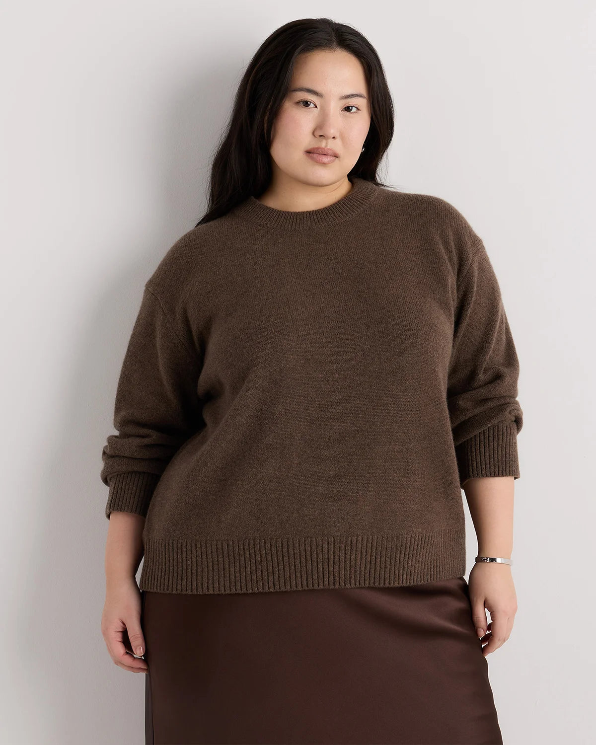 Mongolian Cashmere Oversized Crewneck Sweater - 1X / Oatmeal
