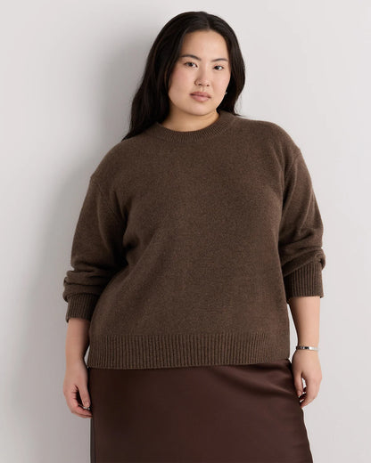 Mongolian Cashmere Oversized Crewneck Sweater - 1X / Oatmeal