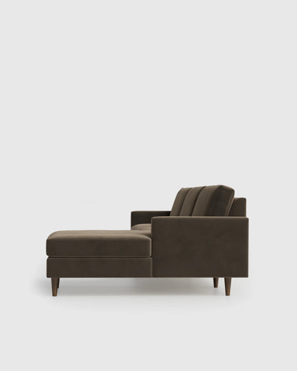 Atlas Midcentury Chaise Sectional in Performance Velvet - 106" Right Arm / Pine