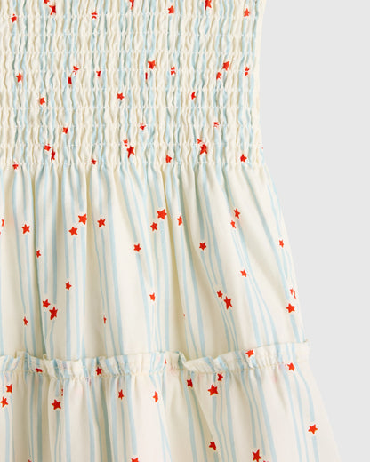 100% Organic Cotton Poplin Smocked Dress - 6 / Apricot Ditsy Floral