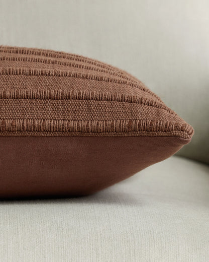 Ribbed Wool Cotton Pillow Cover - 20x20 / Red Clay