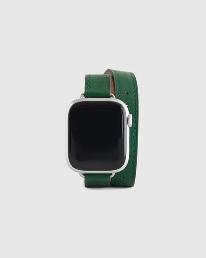 Leather Double Wrap Smartwatch Band - 38mm - 42mm / Dark Green