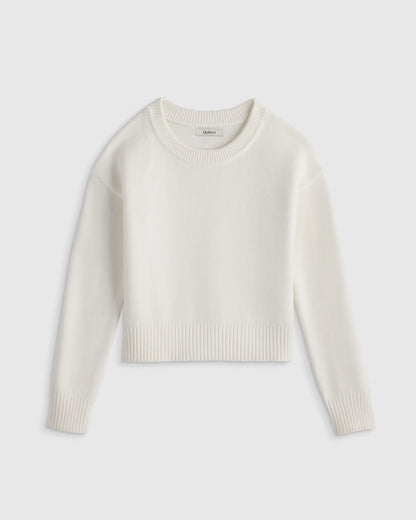 100% Organic Cotton Crewneck Sweater - 6 / Navy/White