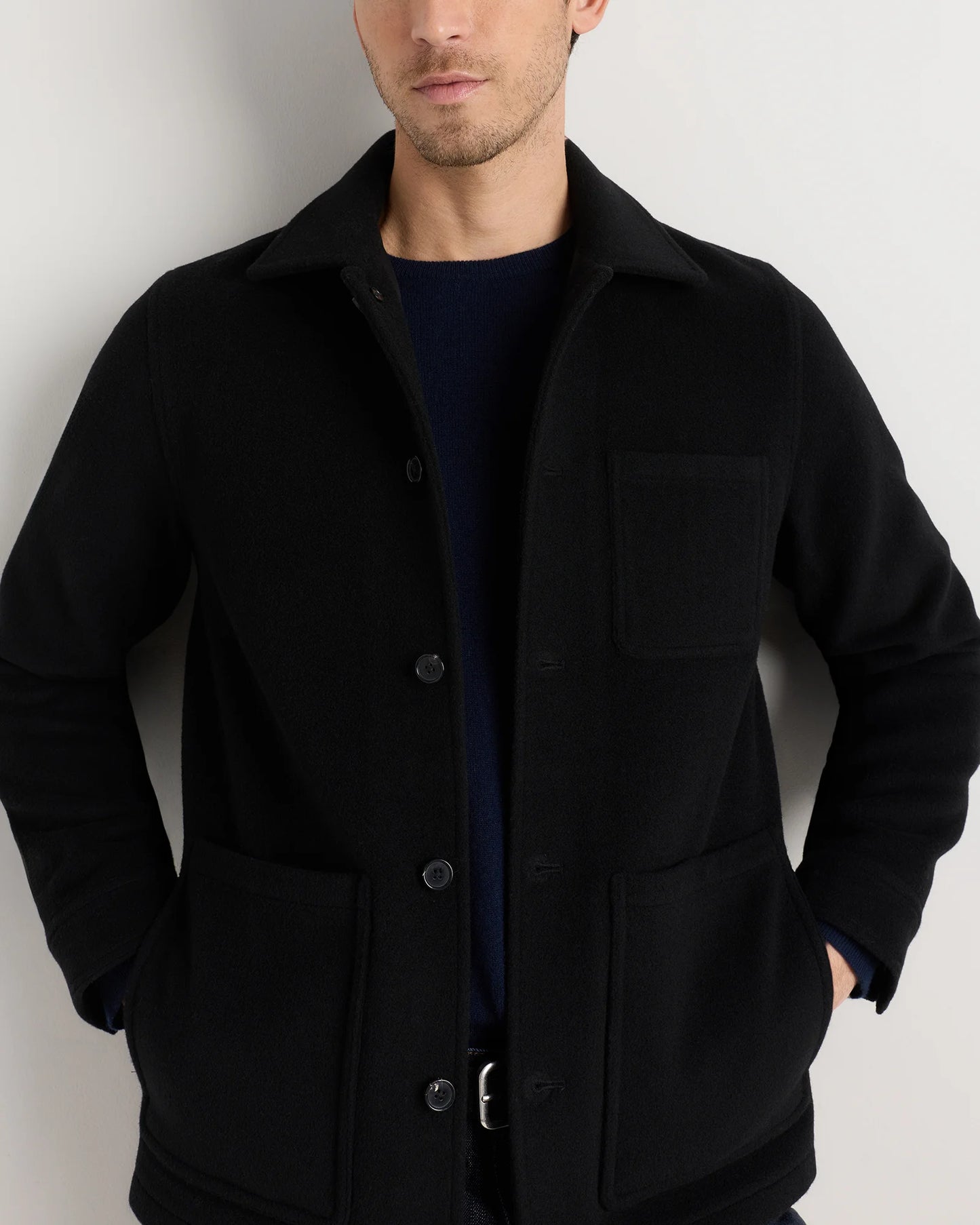 Wool Cashmere Chore Jacket - S / Black