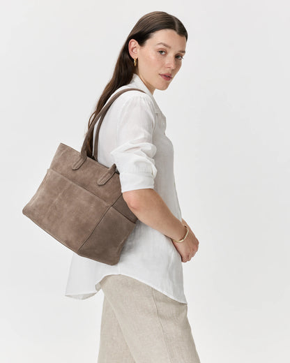 Hudson Suede Tote - One Size / Chocolate Brown