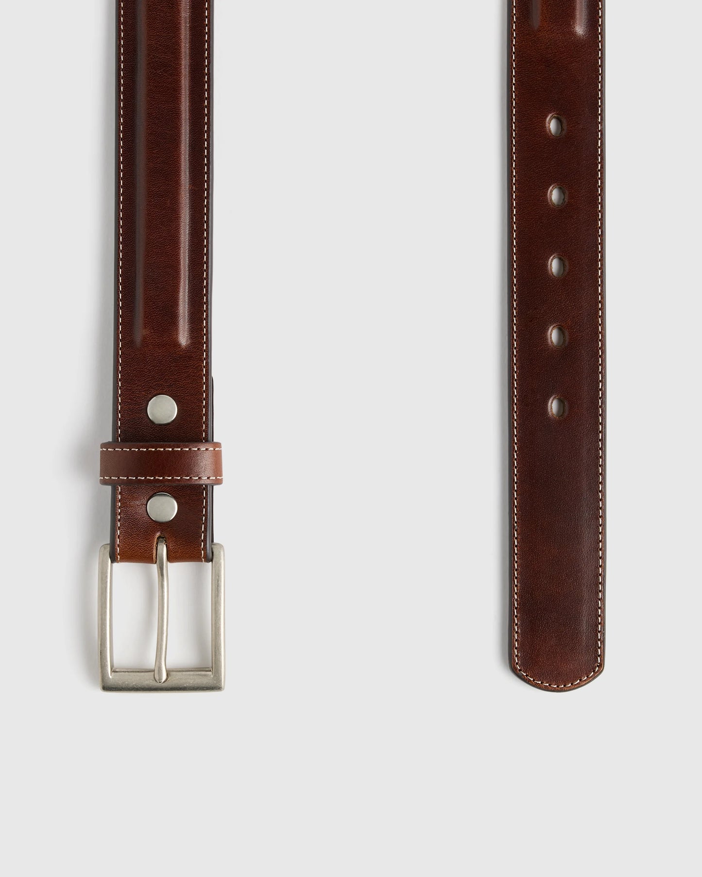 Hugo Contoured Leather Dress Belt - 30 / Hickory