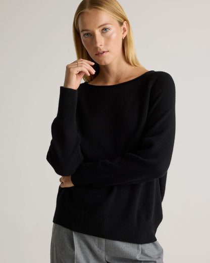 Mongolian Cashmere Boatneck Sweater - XS / Black