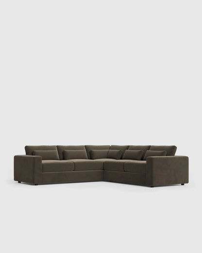 Ashford Deep Seat L Sectional in Performance Velvet - 119x119 / Taupe