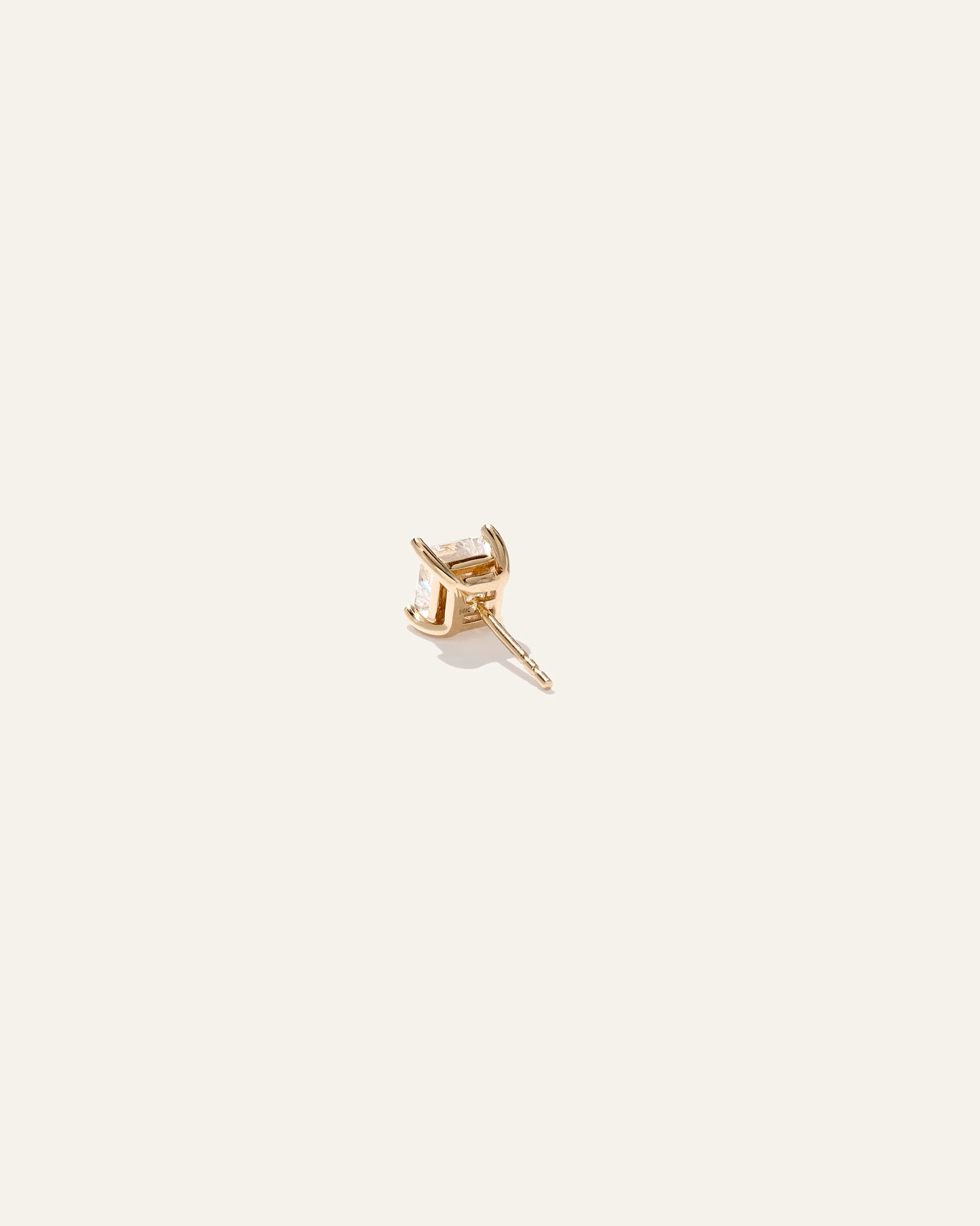 14K Gold Lab Grown Diamond Princess Solitaire Studs - 2ctw - One Size / Yellow Gold